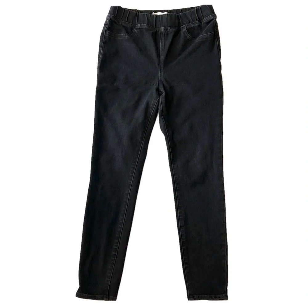Madewell Pull-On Mid-High Rise Elastic Waist Black Stretch Skinny Jeans Ankle 27 - Picture 1 of 8